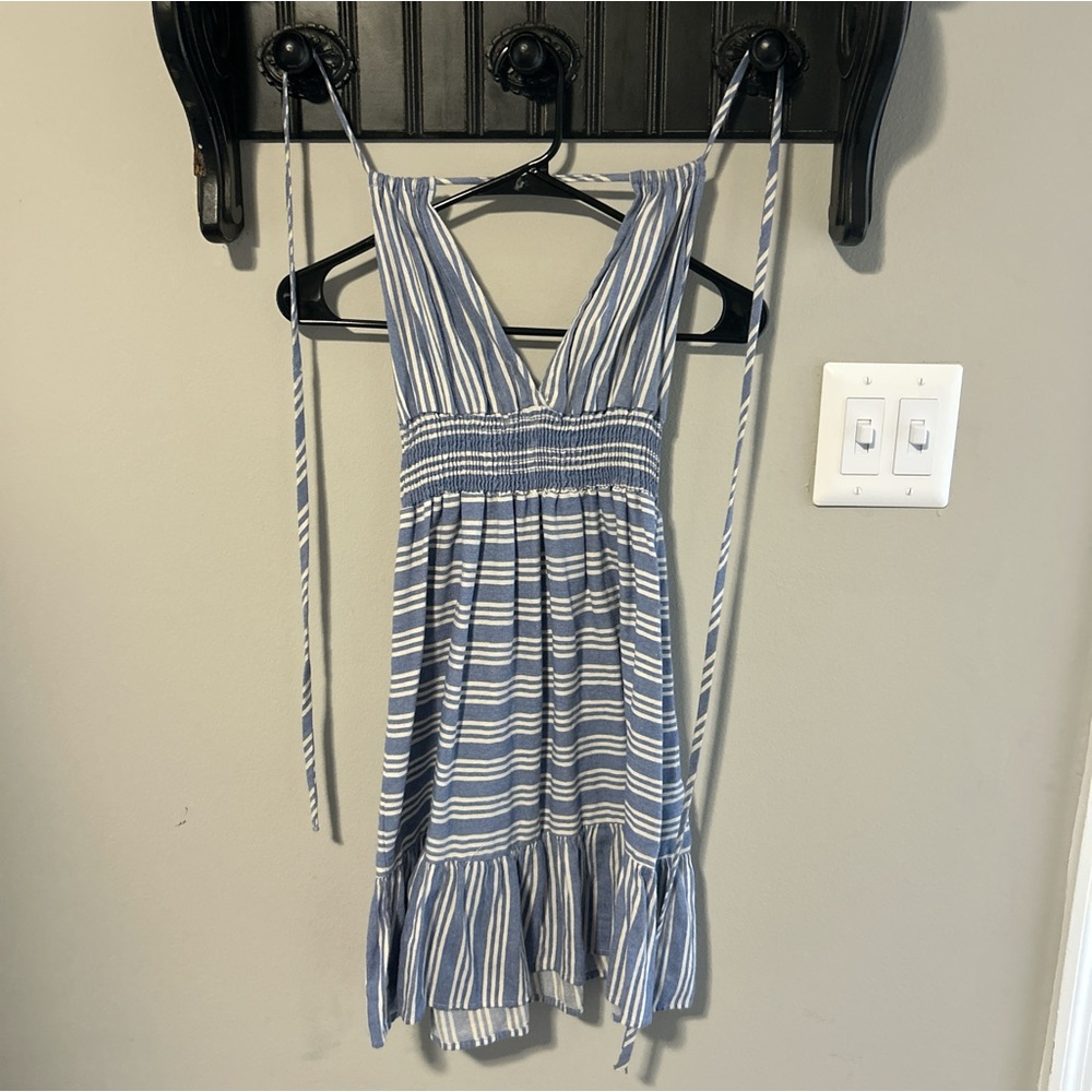 Blue and White Striped Dress